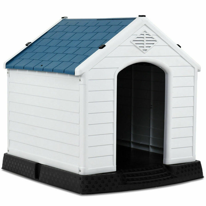 Plastic Dog House Medium-Sized Pet Puppy Shelter Waterproof Ventilate Blue Image 7