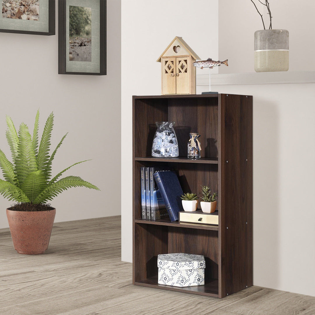 Costway 3 Open Shelf Bookcase Modern Multi-functional Storage Display Cabinet BlackWalnut Image 5