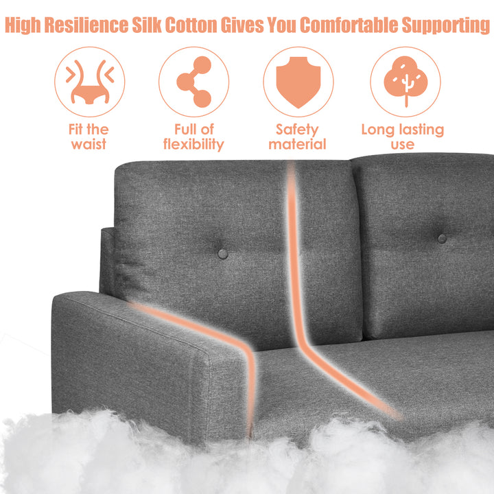 Modern Loveseat Sofa 55 Upholstered Chair Couch with Soft Cloth Cushion Grey Image 6