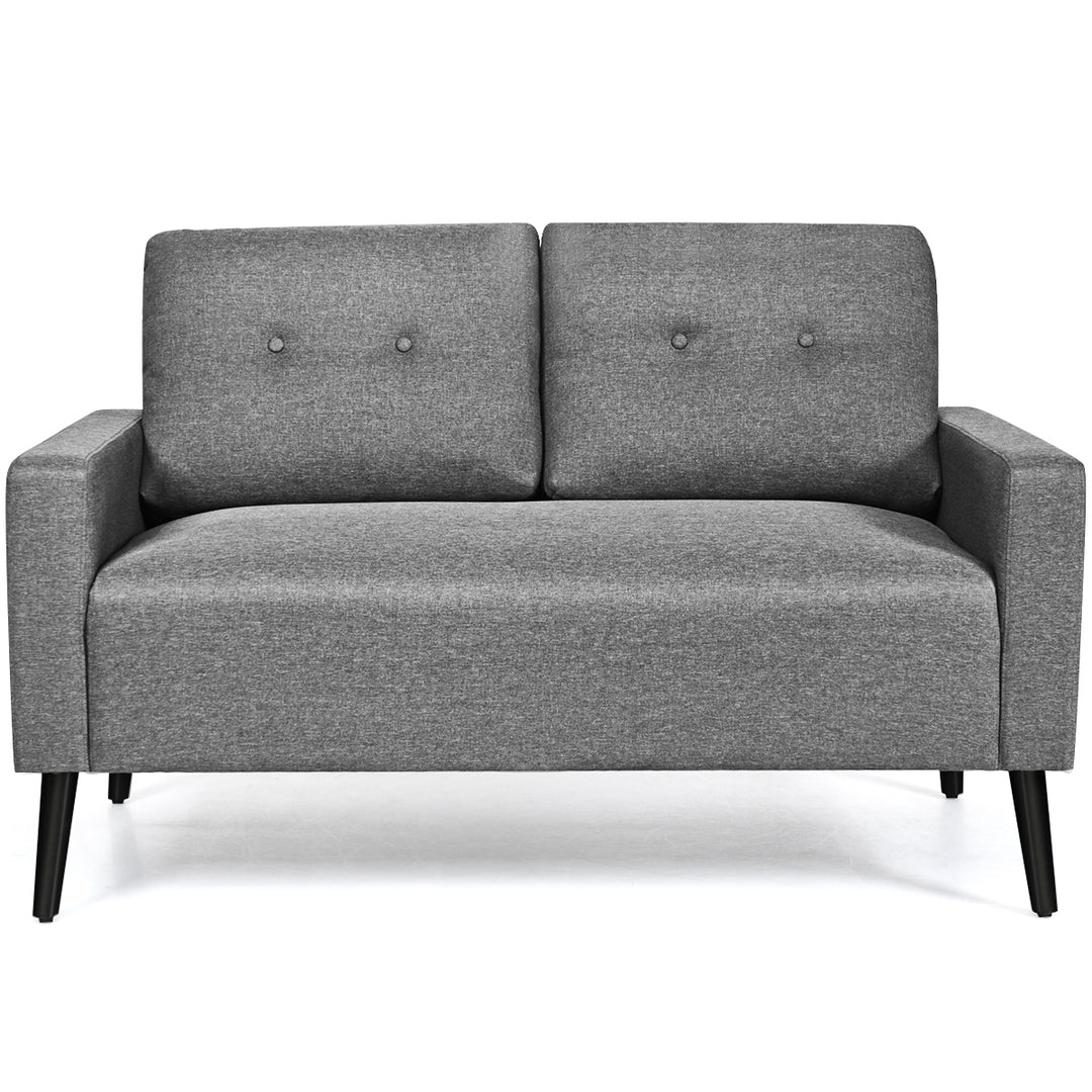 Modern Loveseat Sofa 55 Upholstered Chair Couch with Soft Cloth Cushion Grey Image 8