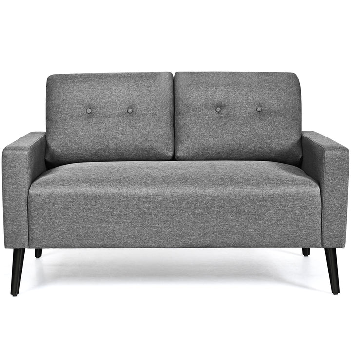 Modern Loveseat Sofa 55 Upholstered Chair Couch with Soft Cloth Cushion Grey Image 8