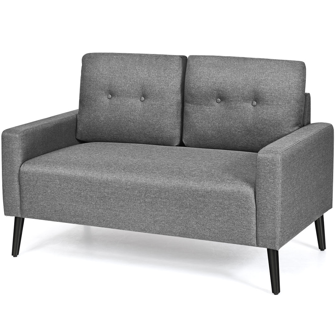 Modern Loveseat Sofa 55 Upholstered Chair Couch with Soft Cloth Cushion Grey Image 9