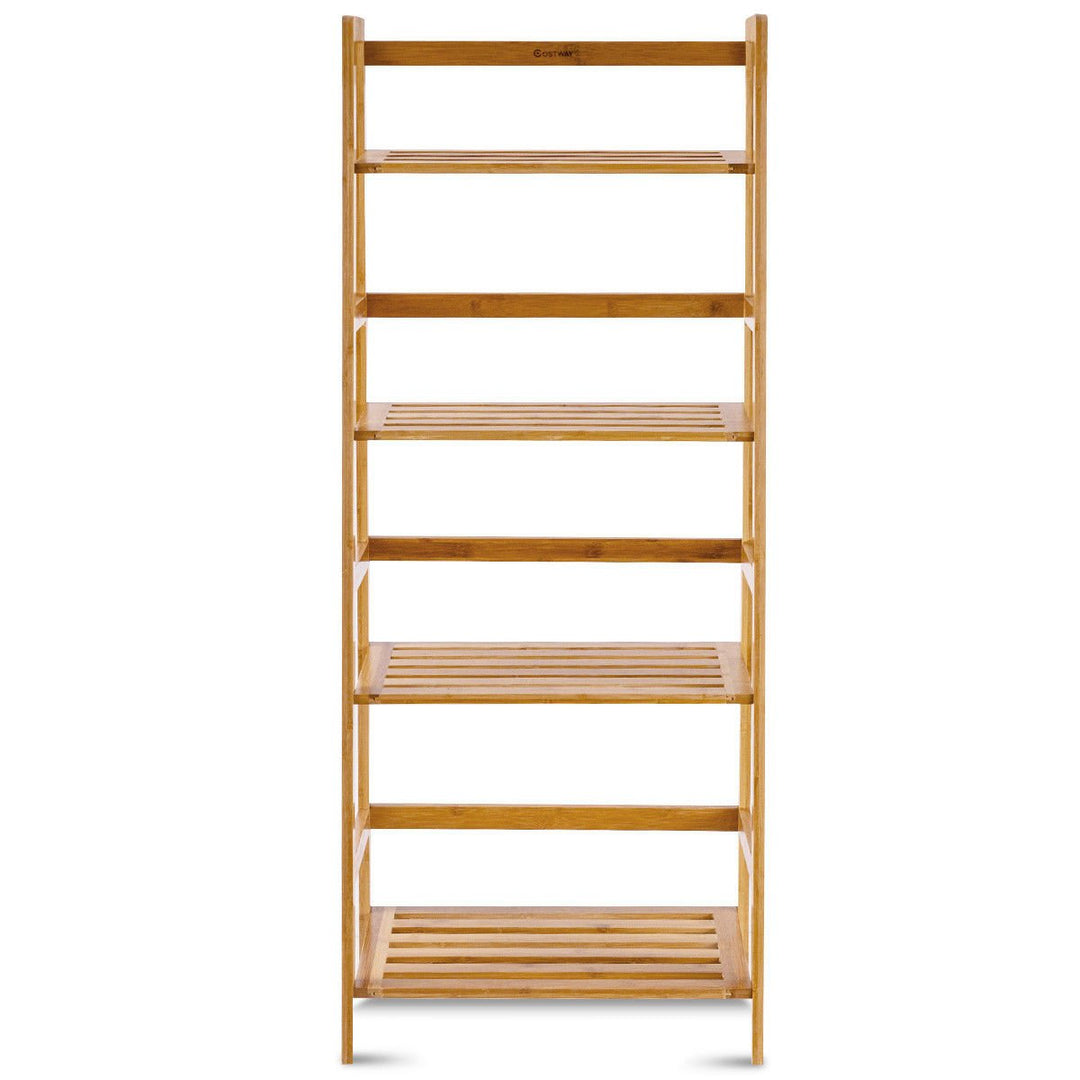 Multifunctional 4 Shelf Bamboo Bookcase Ladder Plant Flower Stand Rack Storage Image 7