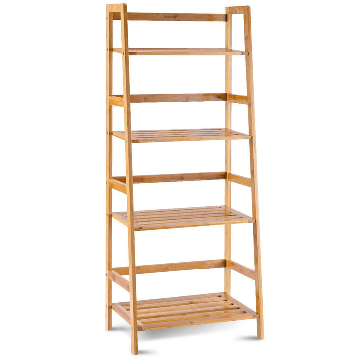 Multifunctional 4 Shelf Bamboo Bookcase Ladder Plant Flower Stand Rack Storage Image 8