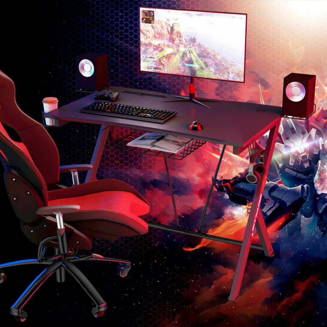 Gaming Desk Computer Desk PC Table Workstation with Headphone Hook and Cup Holder Image 3