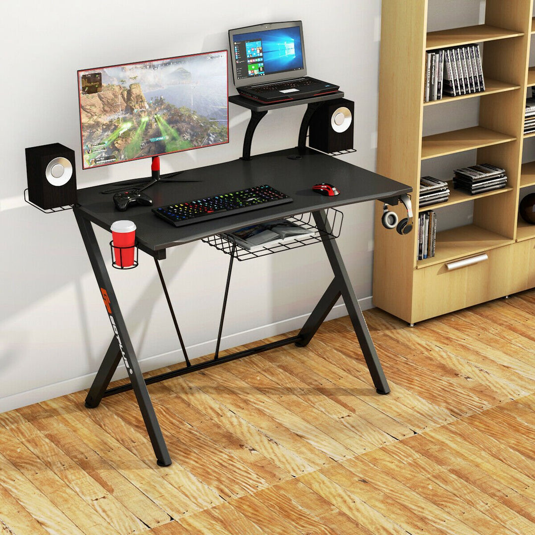 Gaming Desk Computer Desk PC Table Workstation with Headphone Hook and Cup Holder Image 5