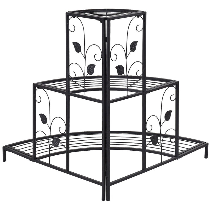 3 Tier Floral Corner Plant Stand Metal Flower Pot Rack Stair Display Ladder Image 6