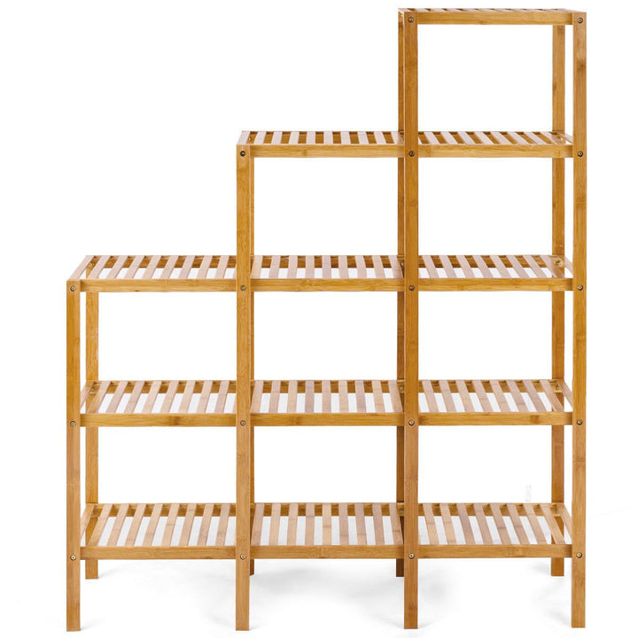 Multifunctional Bamboo Shelf Storage Rack 12 Pots Plant Stand Display Organizer Image 6