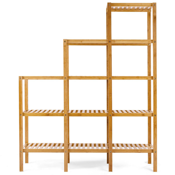 Multifunctional Bamboo Shelf Storage Rack 12 Pots Plant Stand Display Organizer Image 7