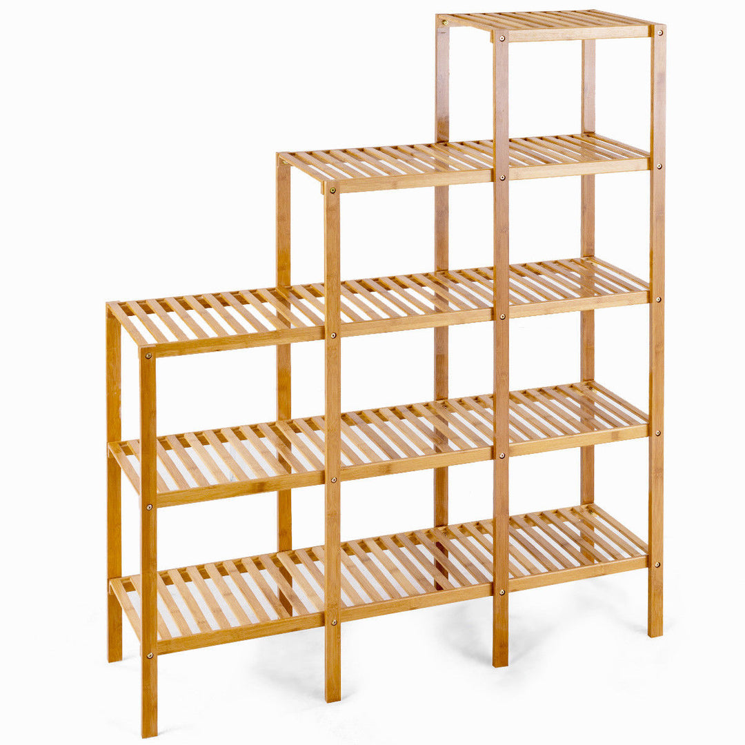 Multifunctional Bamboo Shelf Storage Rack 12 Pots Plant Stand Display Organizer Image 8