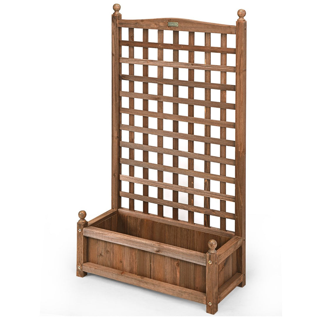 Solid Wood Planter Box with Trellis Weather-Resistant Outdoor 25x11x48 Image 9