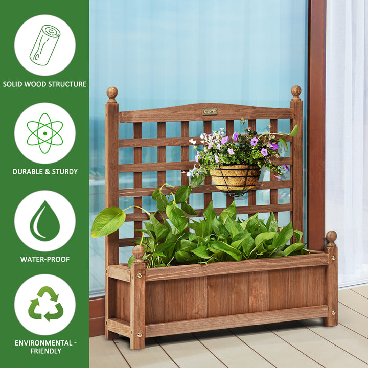 Solid Wood Planter Box with Trellis Weather-Resistant Outdoor 25x11x30 Image 5