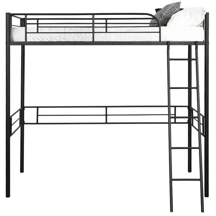 Metal Loft Twin Bed Frame Single Twin Size High Loft Bed W/ Ladder and Guard Rail Image 8