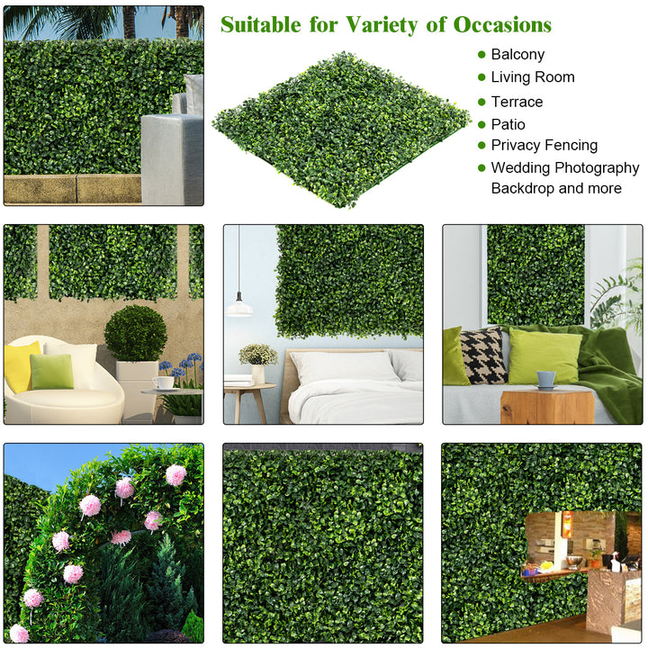 12 PCS 20x20 Artificial Boxwood Plant Wall Panel Hedge Privacy Fence Image 8