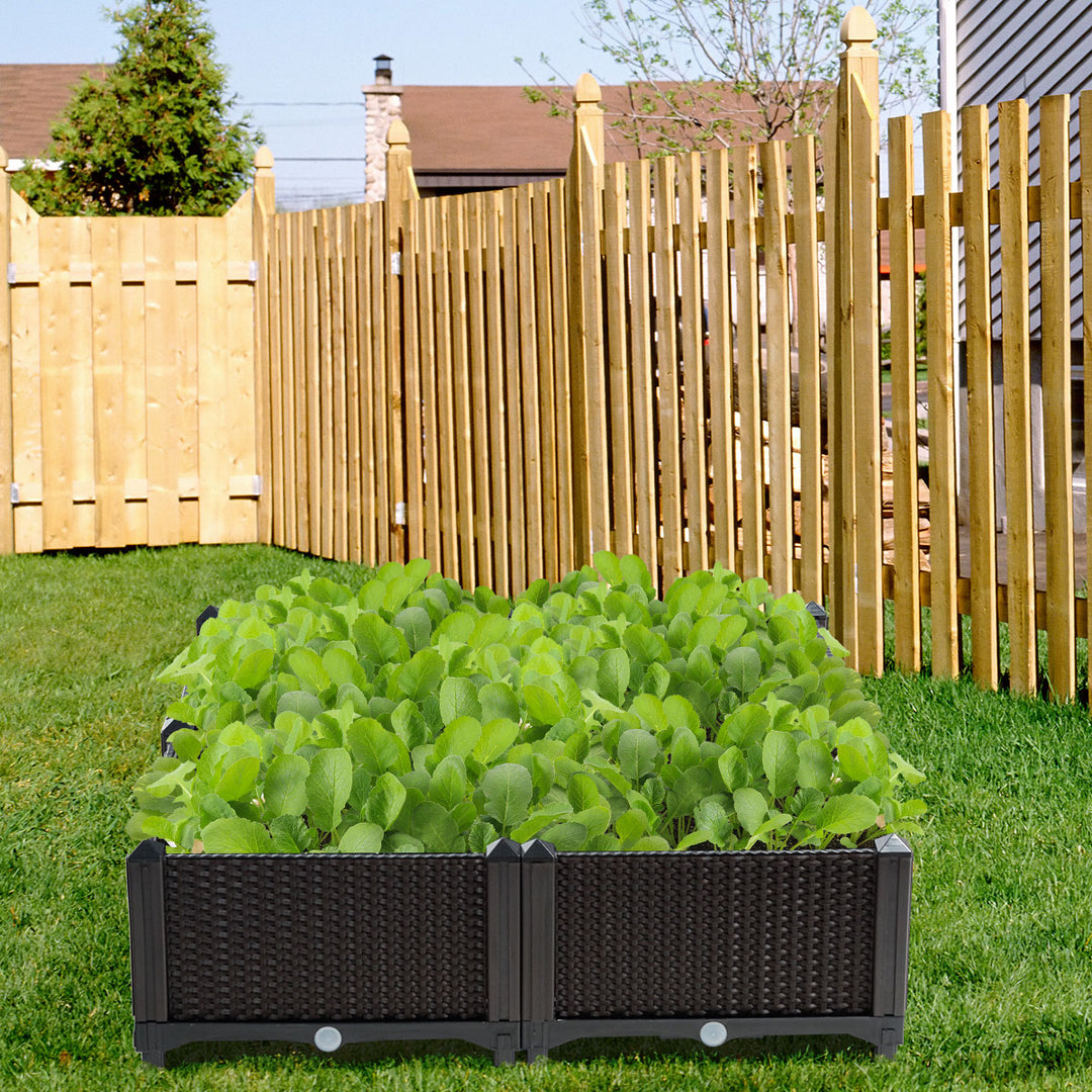 Set of 4 Raised Garden Bed Elevated Flower Vegetable Herb Grow Planter Box Brown Image 6