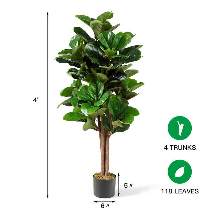 4ft Artificial Fiddle Leaf Fig Tree Indoor Outdoor Office Decorative Planter Image 8