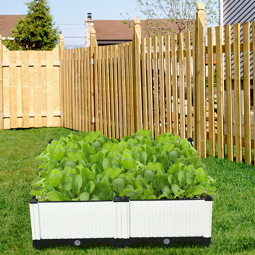 Set of 4 Raised Garden Bed Elevated Flower Vegetable Herb Grow Planter Box White Image 10