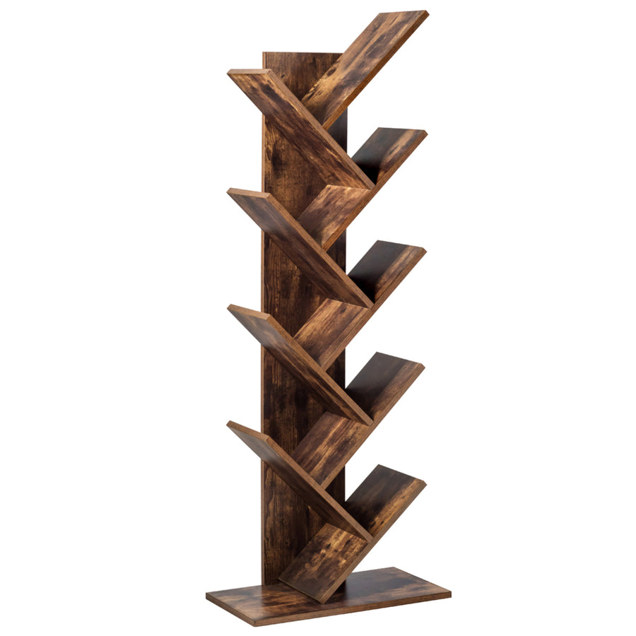 Tree Bookshelf 8-Tier Bookcase Free Standing Book Rack Display Stand Image 1