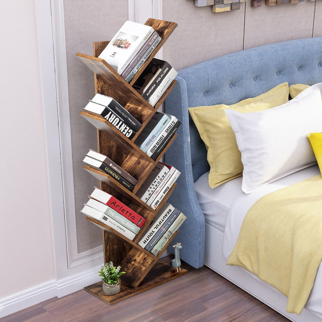 Tree Bookshelf 8-Tier Bookcase Free Standing Book Rack Display Stand Image 4