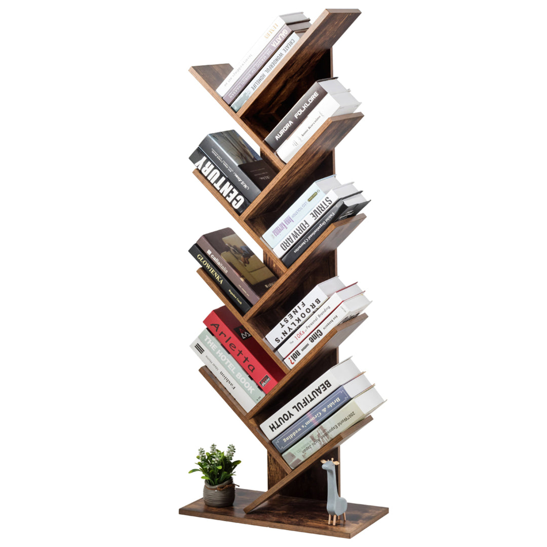 Tree Bookshelf 8-Tier Bookcase Free Standing Book Rack Display Stand Image 5