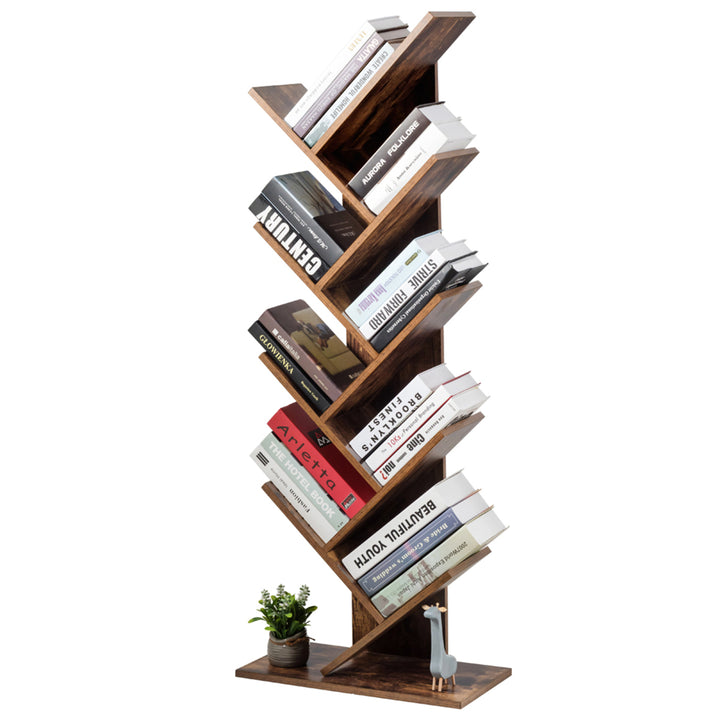 Tree Bookshelf 8-Tier Bookcase Free Standing Book Rack Display Stand Image 5