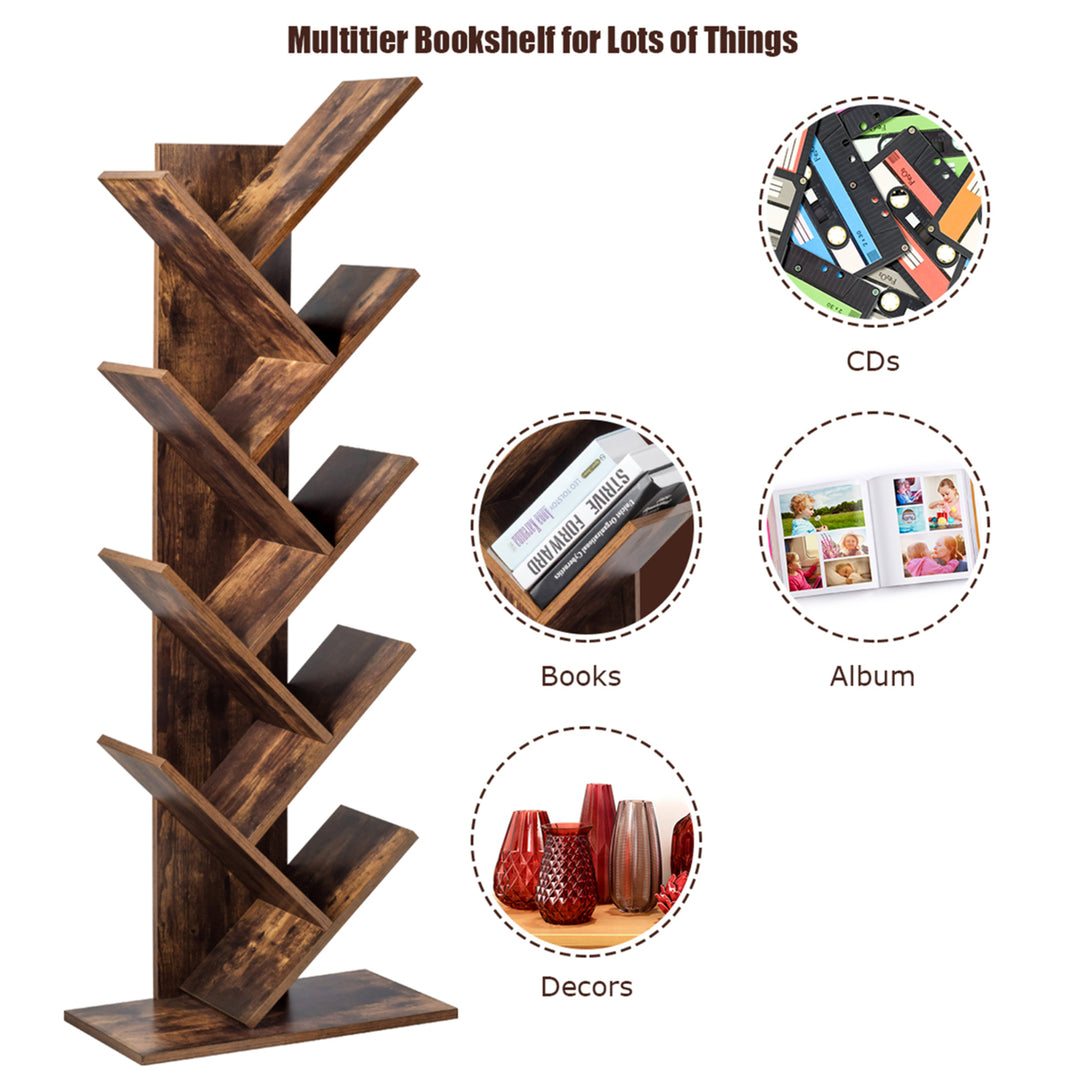 Tree Bookshelf 8-Tier Bookcase Free Standing Book Rack Display Stand Image 7