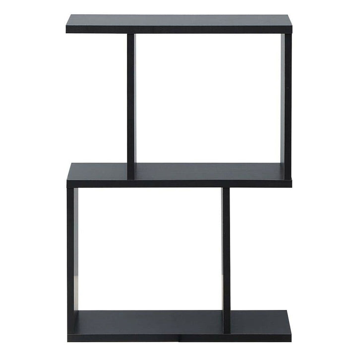 2-tier S-Shaped Bookcase Free Standing Storage Rack Wooden Display Decor Black Image 6