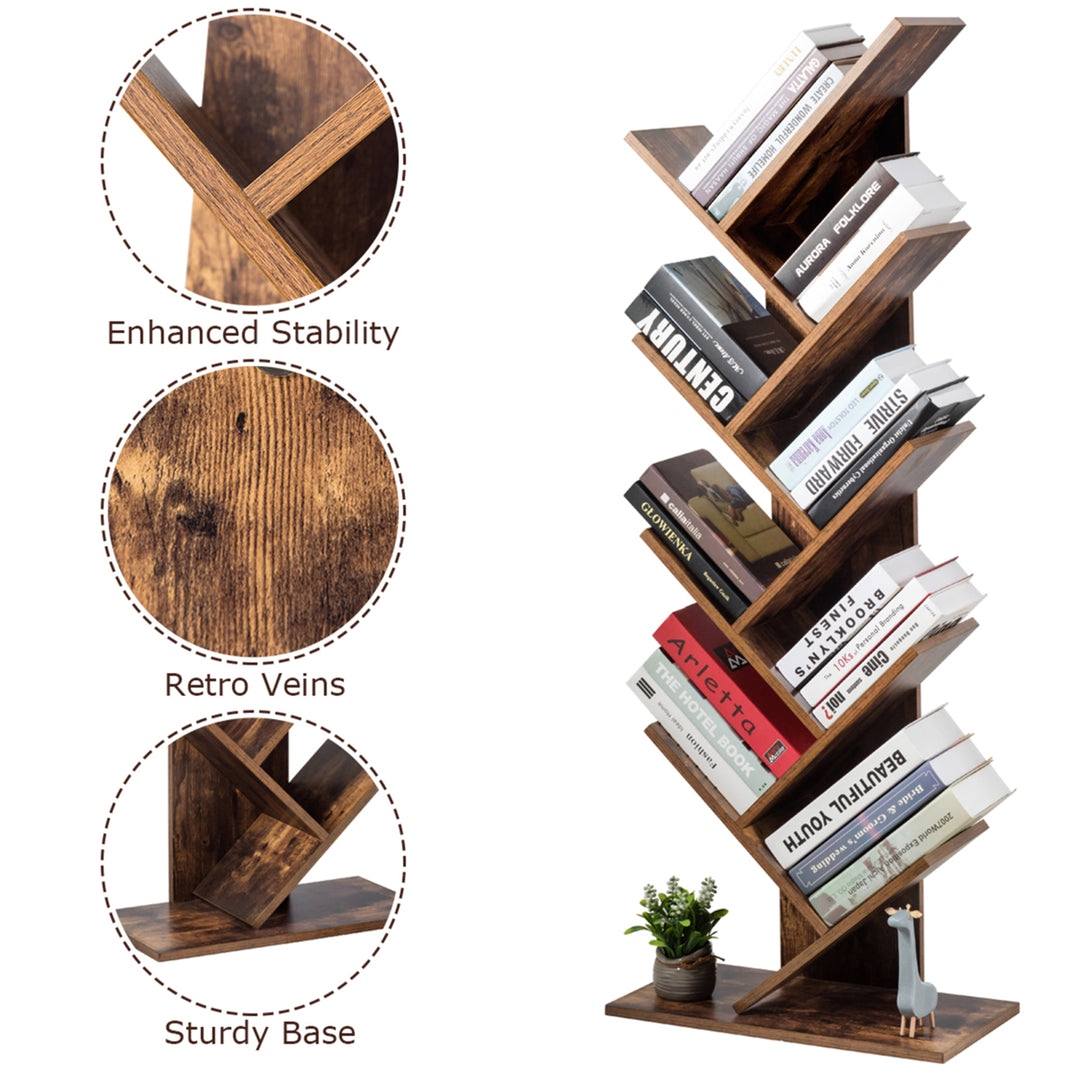 Tree Bookshelf 8-Tier Bookcase Free Standing Book Rack Display Stand Image 9