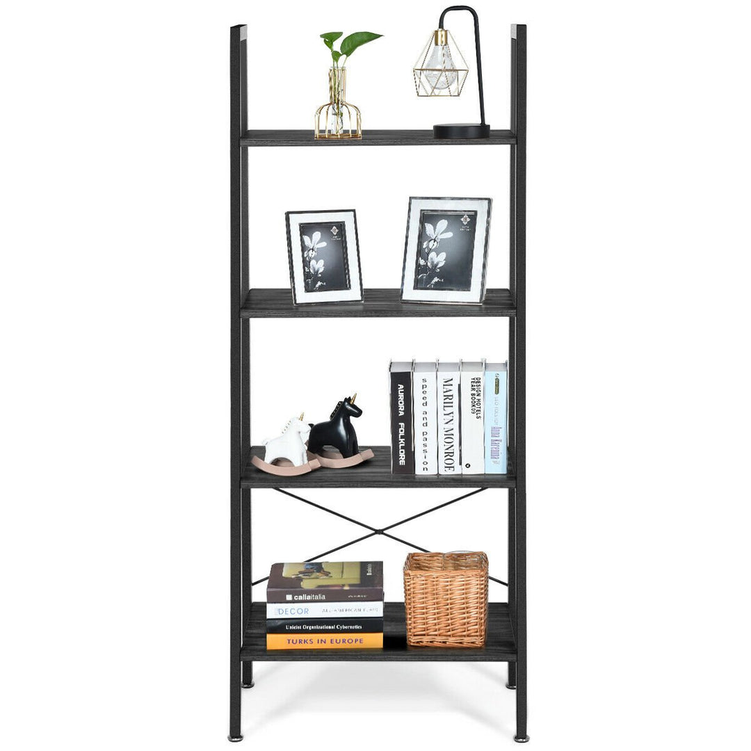 4-Tier Ladder Shelf Ladder Bookcase Bookshelf Display Rack Plant Stand Image 6