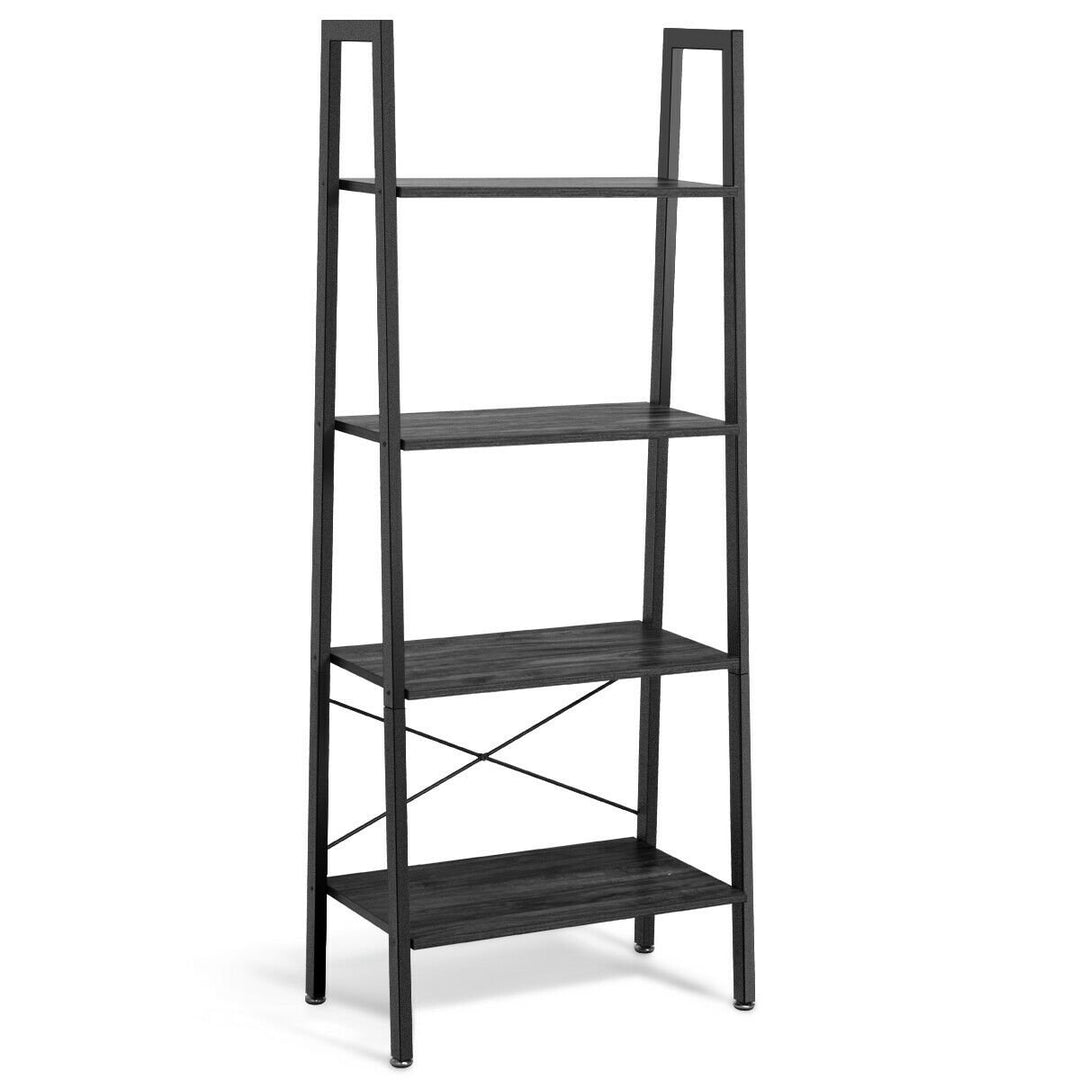 4-Tier Ladder Shelf Ladder Bookcase Bookshelf Display Rack Plant Stand Image 7