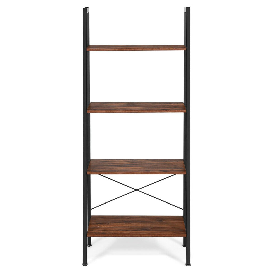 4-Tier Ladder Shelf Ladder Bookcase Bookshelf Display Rack Plant Stand Wood Image 7