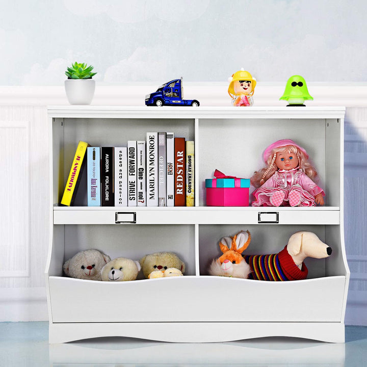 Children Storage Unit Kids Bookshelf Bookcase Baby Toy Organizer Shelf White Image 1