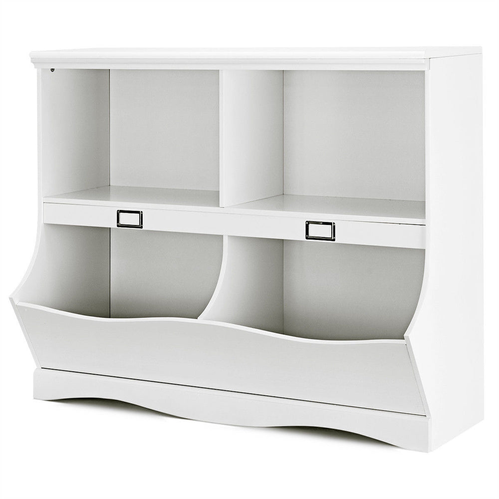 Children Storage Unit Kids Bookshelf Bookcase Baby Toy Organizer Shelf White Image 2