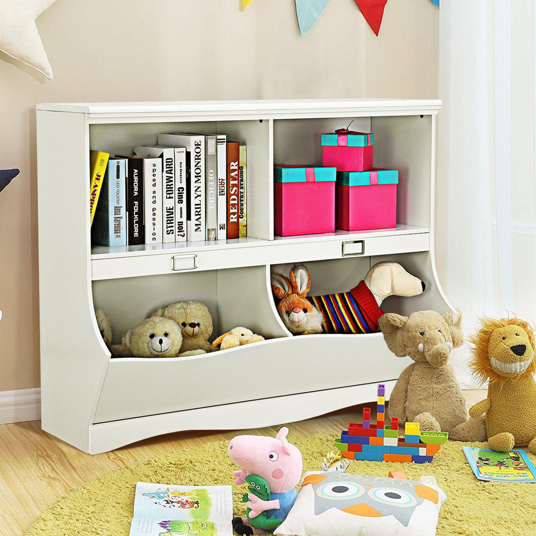 Children Storage Unit Kids Bookshelf Bookcase Baby Toy Organizer Shelf White Image 5