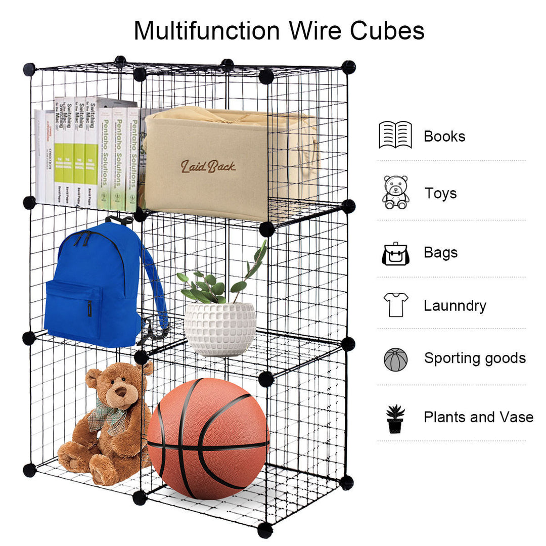 6 Cube Grid Wire Organizer Wardrobe Shelves Bookcase DIY Image 2