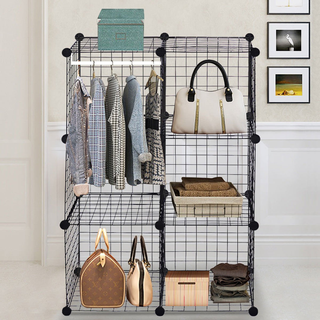 6 Cube Grid Wire Organizer Wardrobe Shelves Bookcase DIY Image 5