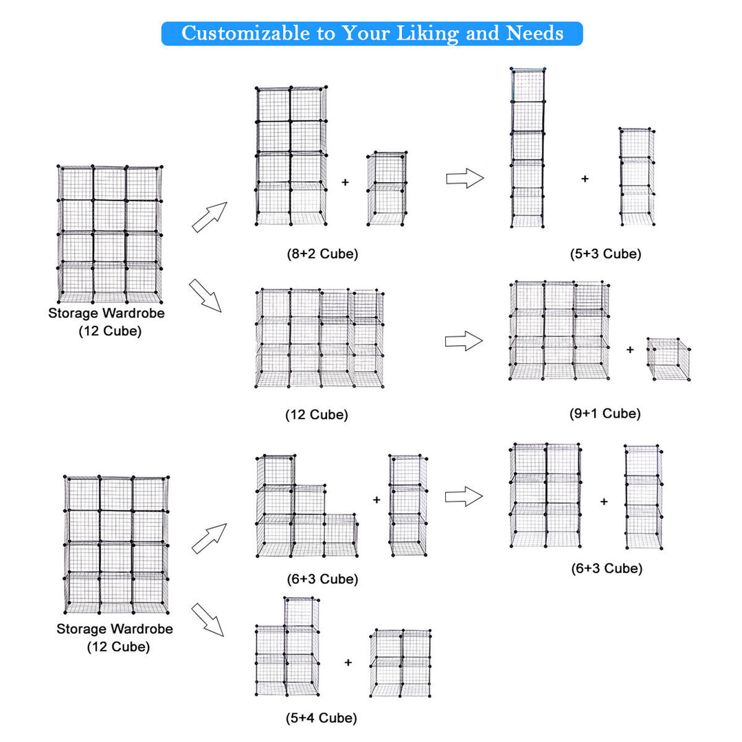 6 Cube Grid Wire Organizer Wardrobe Shelves Bookcase DIY Image 6