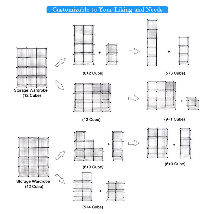 6 Cube Grid Wire Organizer Wardrobe Shelves Bookcase DIY Image 6