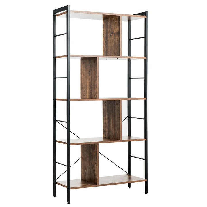 4-Tier Bookcase Industrial Bookshelf Floor Standing Storage Rack Image 1