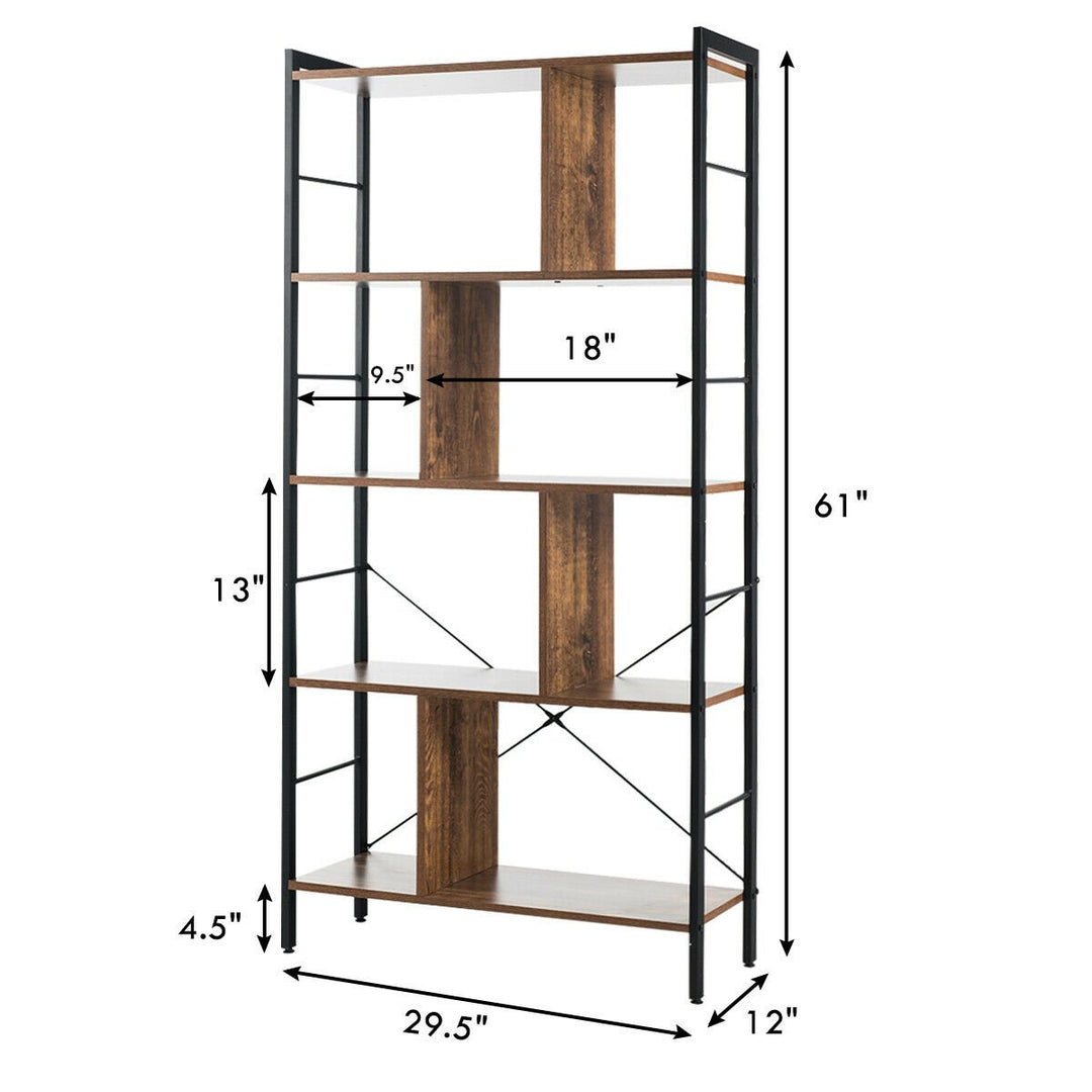 4-Tier Bookcase Industrial Bookshelf Floor Standing Storage Rack Image 10