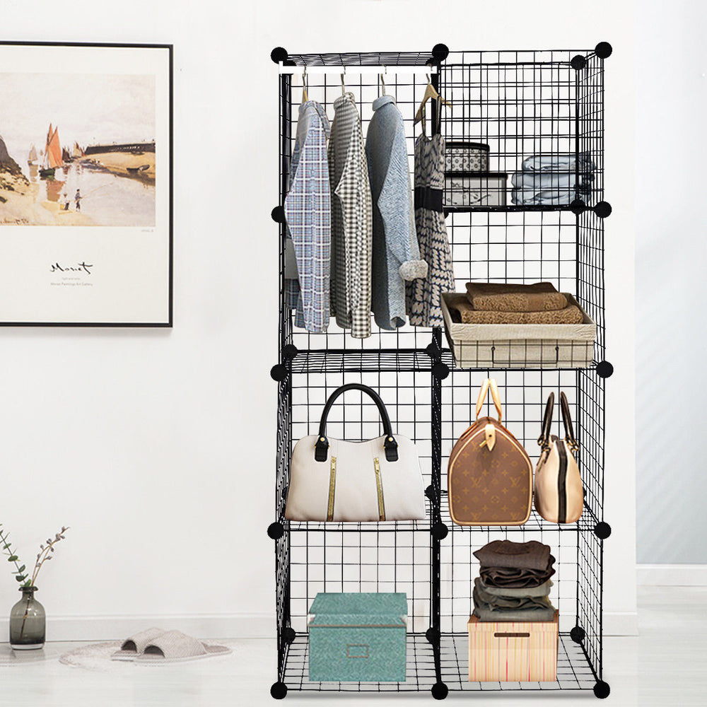 8 Cube Grid Wire Organizer Wardrobe Shelves Bookcase DIY Image 2