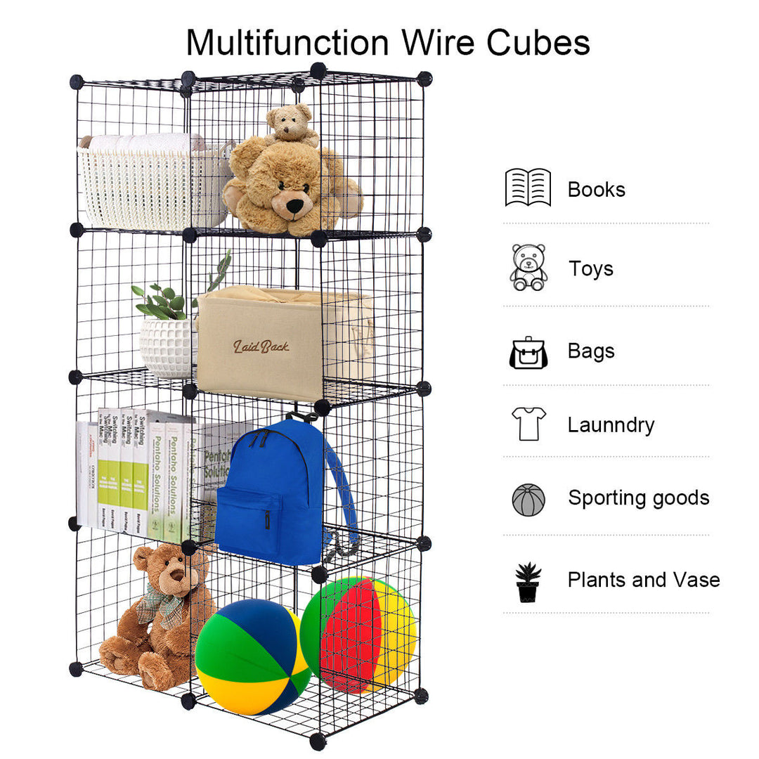 8 Cube Grid Wire Organizer Wardrobe Shelves Bookcase DIY Image 3