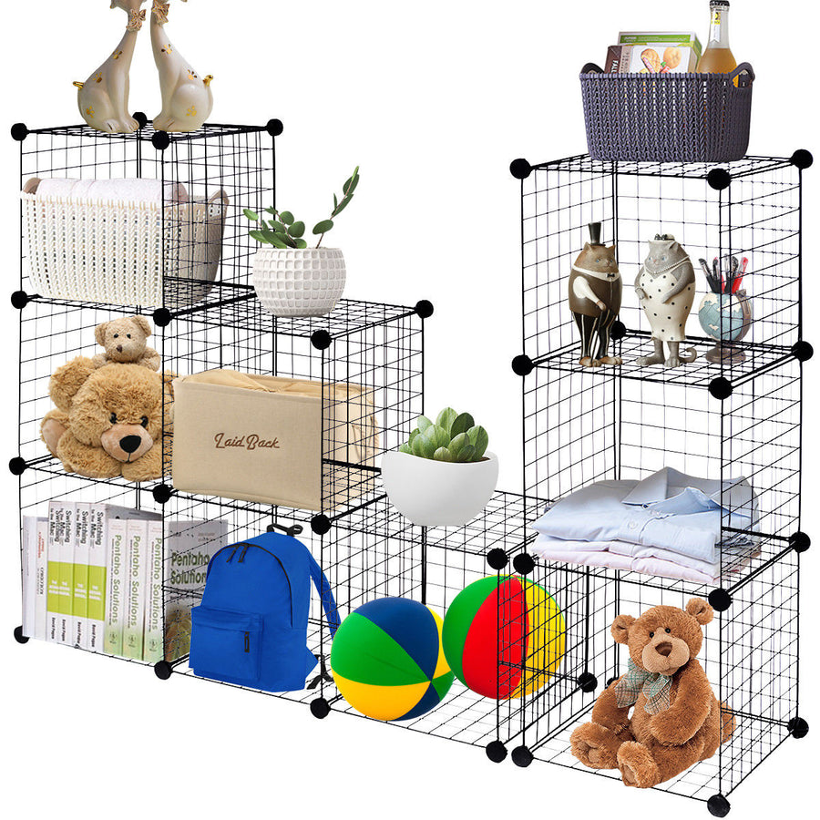 12 Cube Grid Wire Organizer Wardrobe Shelves Bookcase DIY Image 1