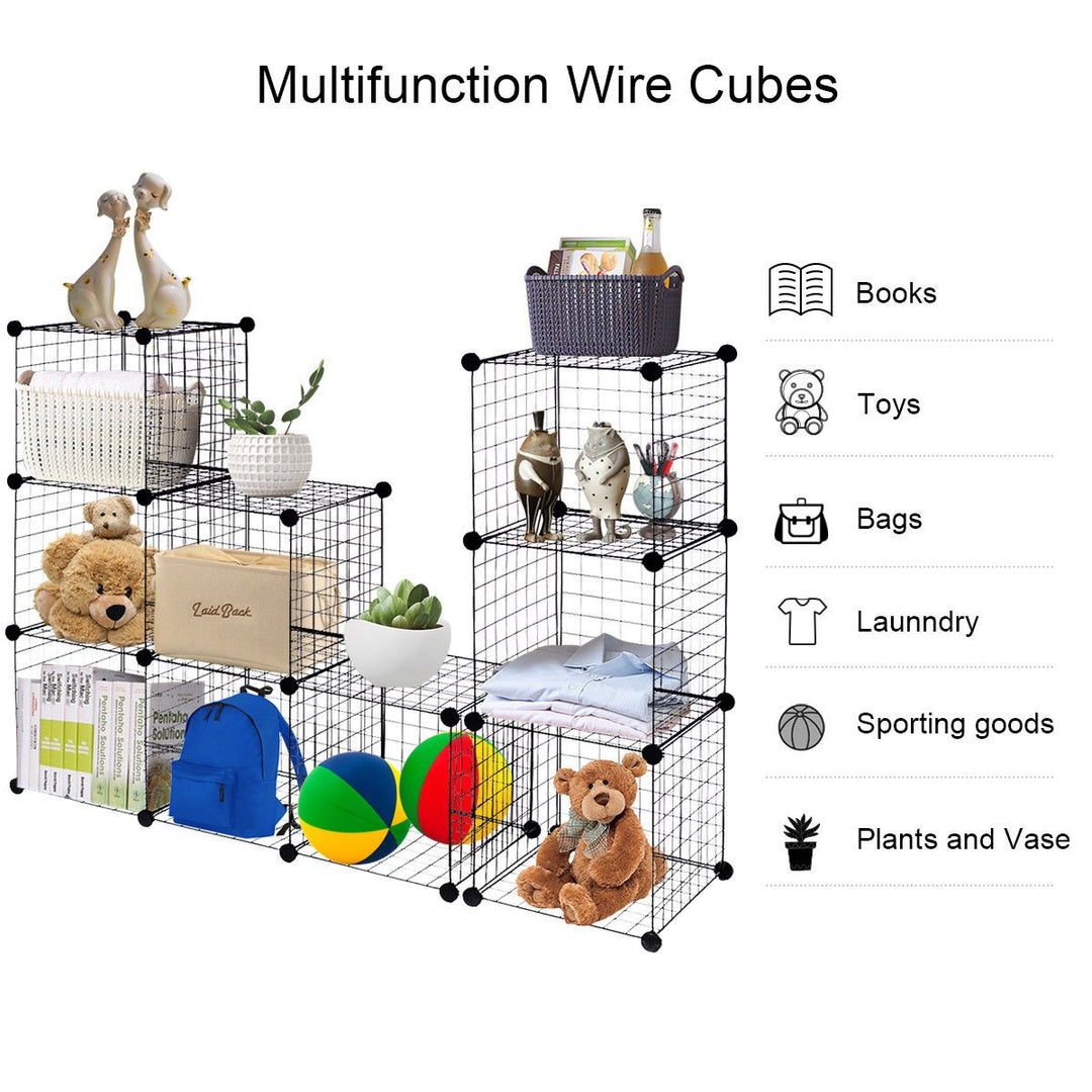 12 Cube Grid Wire Organizer Wardrobe Shelves Bookcase DIY Image 2