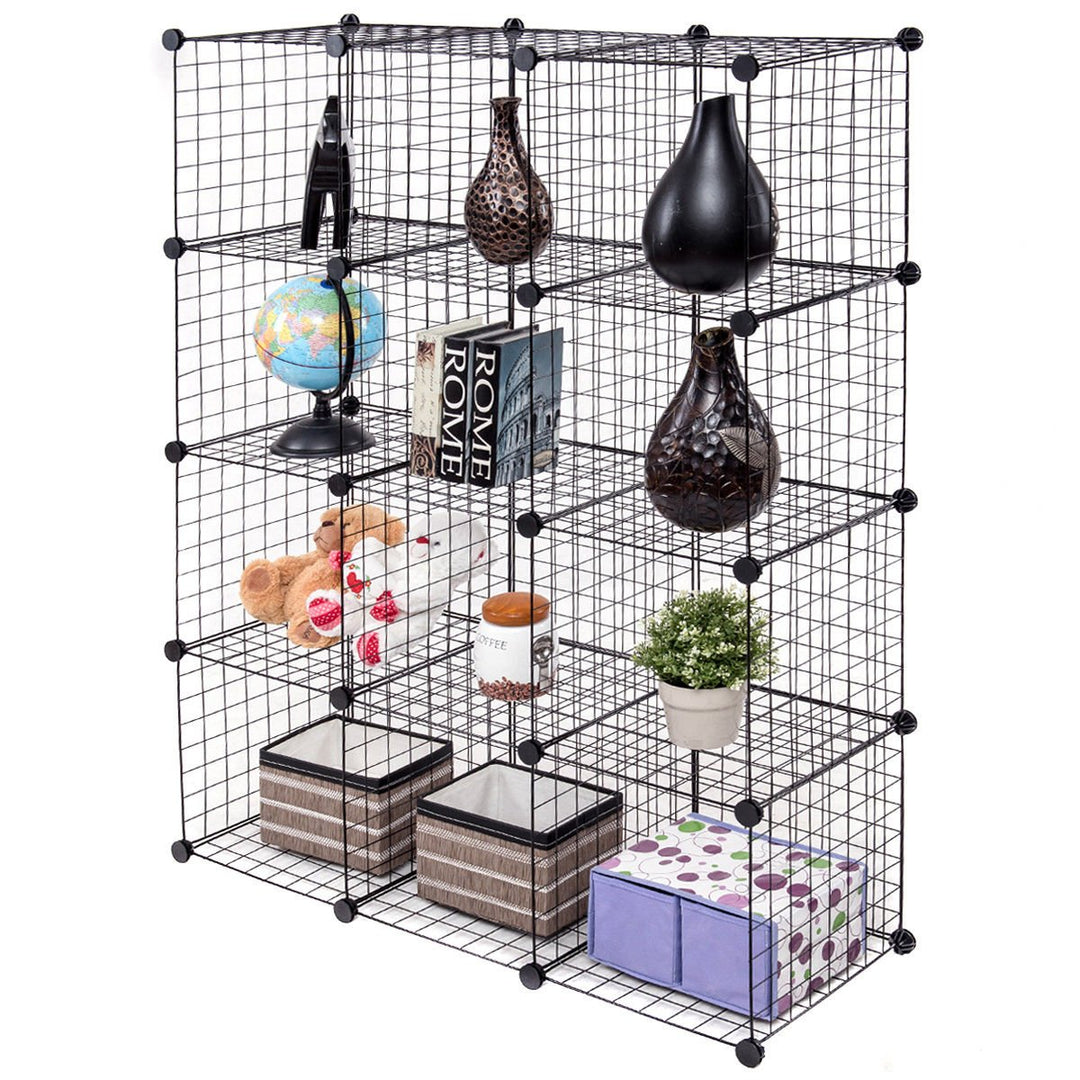 12 Cube Grid Wire Organizer Wardrobe Shelves Bookcase DIY Image 4