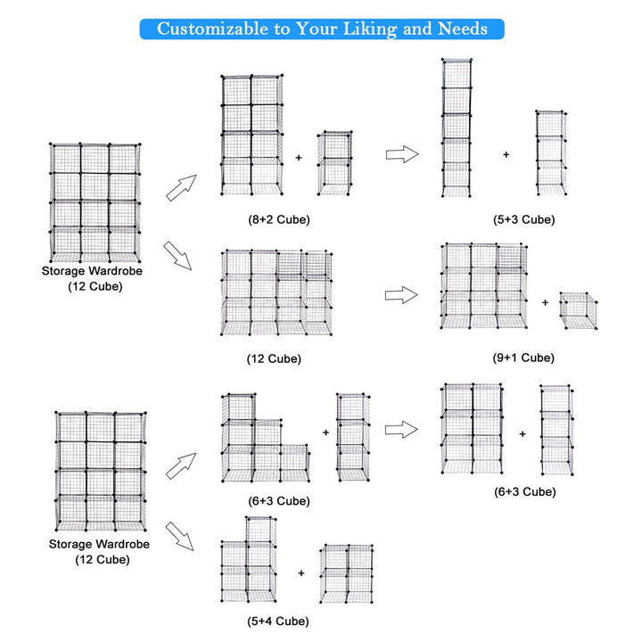 12 Cube Grid Wire Organizer Wardrobe Shelves Bookcase DIY Image 8