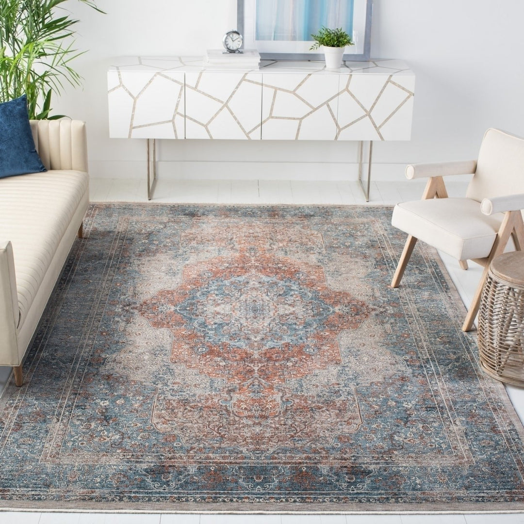 SAFAVIEH Signature Collection SIG754M Blue/Rust Rug Image 5