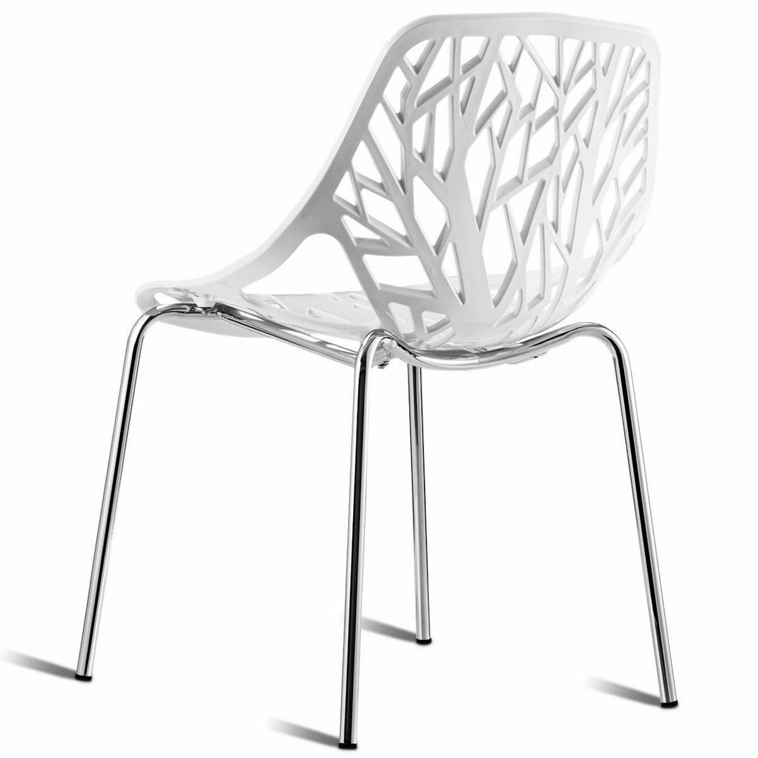 Set Of 6 Birch Sapling Plastic Dining Side Chairs Stackable Accent Armless White Image 10