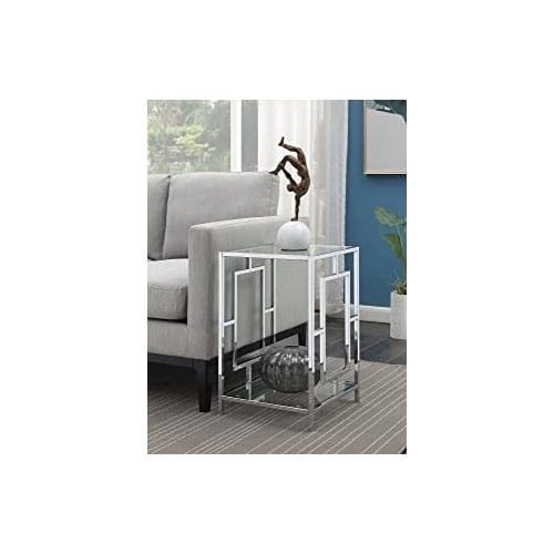 Town Square Chrome End Table, Clear Glass / Chrome Frame Image 1