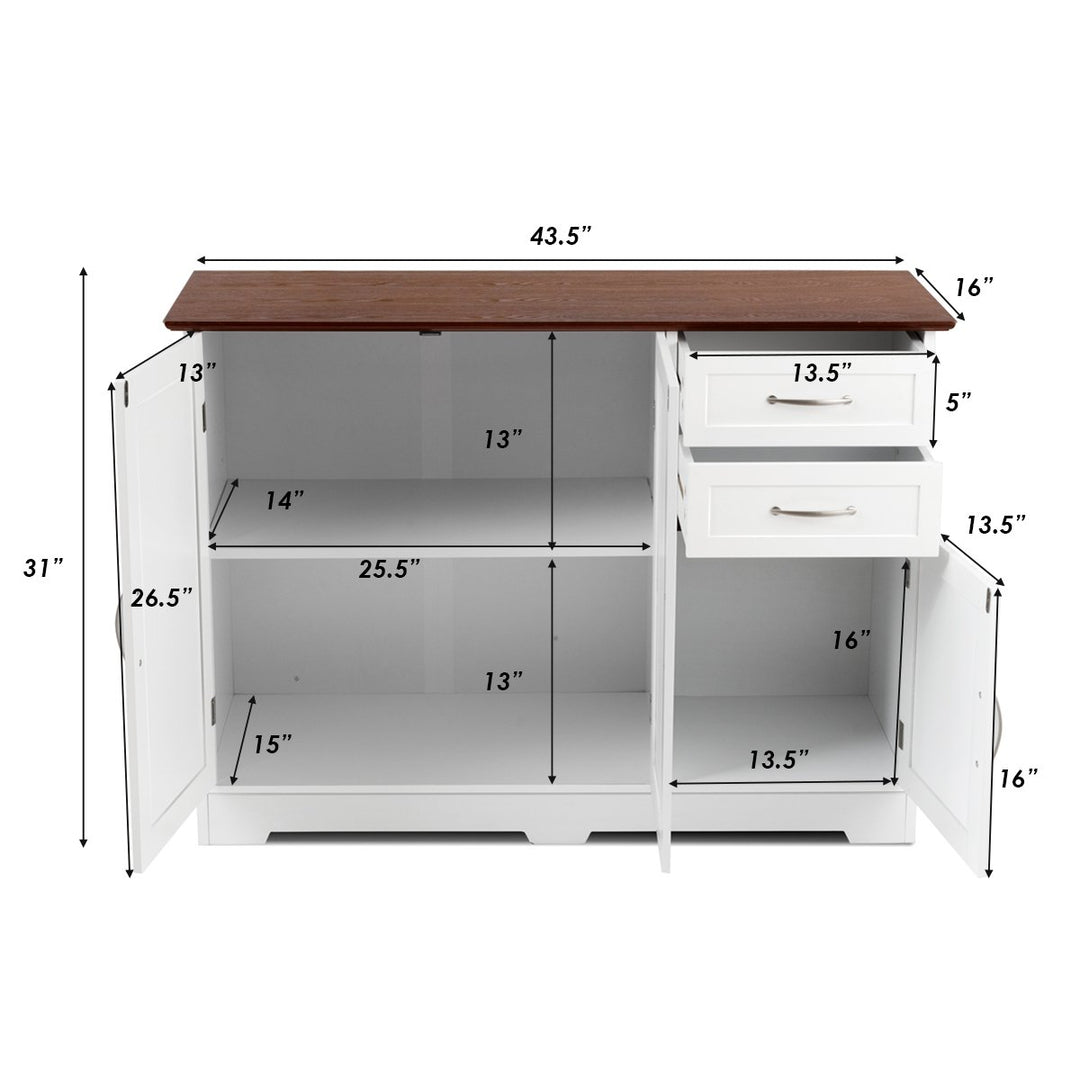 Buffet Storage Cabinet Console Table Kitchen Sideboardd Home Furni W/2 Drawers Image 2